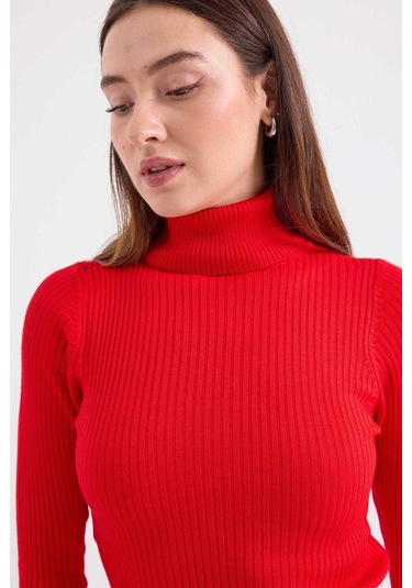 Gabria Fitilli Balıkçı Yaka Kazak Kırmızı