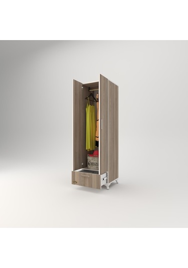 Kenzlife gardırop 2 kapaklı kapılı çekmeceli şebboy 168*50*42 crd ayaklı gardolap dolap