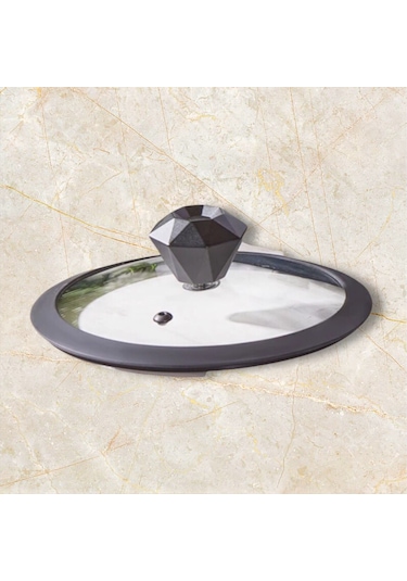Diamond Silikon Kenarlı 30 Cm Cam Tencere Kapak Ve Elmas Model Te