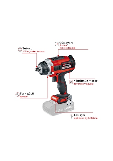 Einhell IMPAXXO 18/400 - Solo Akülü Darbeli Somun Sıkma - 4510070