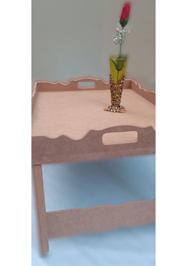 Hobi Dekoratif Tepsi Ayaklı Dikdörtgen Ham Ahşap Mdf Model El Yapımı