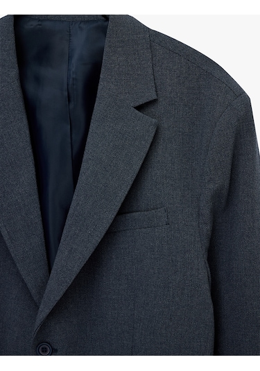 Koton Regular Fit Uzun Kollu Cepli Düğmeli Gömlek Yaka Blazer Ceket Lacivert 6sam50005nw