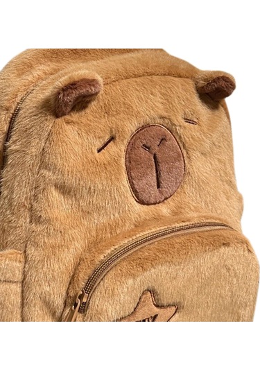 Homyl Peluş Kapibara Sırt Çantası Sevimli Moda Kolej Erkekler Kahverengi