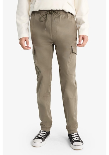 Defacto Regular Fit Beli Bağcıklı Kargo Cepli Jogger Pantolon F4681ax25aukh401 Haki