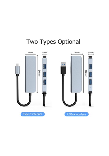 Samdoo 4-in-1 Usb Hub Genişletici: Usb 3.0 5gbps + 3x Usb 2.0, Usb-a/type-c Girişi, Hızlı Veri Transferi