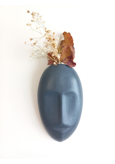 Dekoratif Mask Duvar Vazosu, Duvar Dekoru ,heykel Duvar Süsü, Antrasit