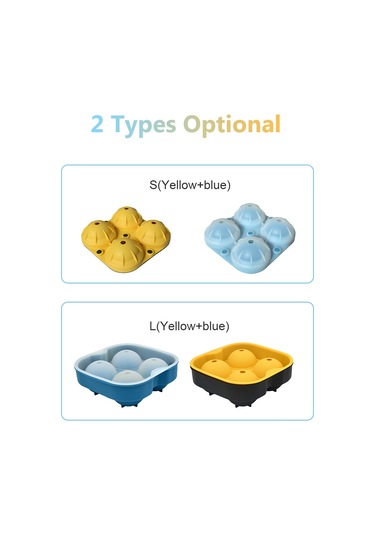 Hombey Mutfak Silikon Buz Topu Formu Küçük Boy Mavi-sarı 2 Adet 4-6 Saatte Hızlı Buzoluşturucu Kahve İçecekler İçin Çok Renkli