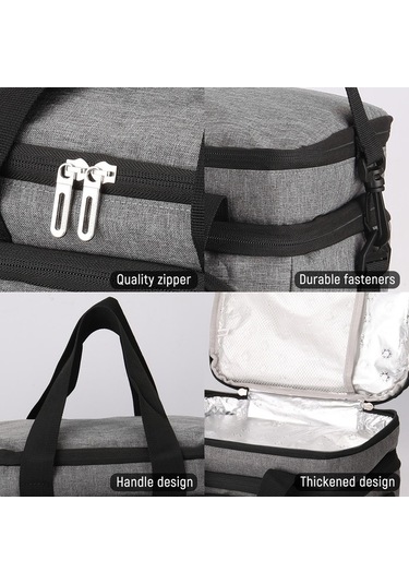 Pazly Öğle Yemeği Çantası El Taşınabilir Isı Yalıtımlı Piknik İş Çantası Gri Gri