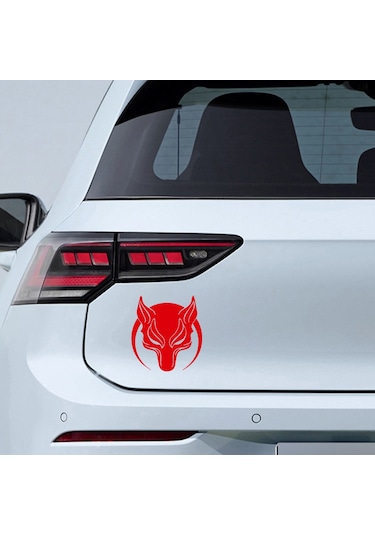 Börü Sticker - Kurt Sticker - Oto Sticker - 20cmx22cm - Kırmızı