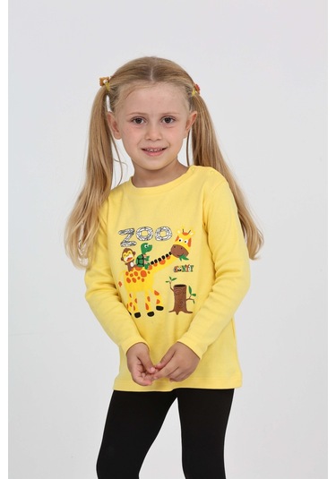 Toontoy Kız Çocuk Zürafa Baskılı Sweatshirt Koyu Sarı