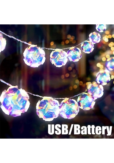 Çok Renkli 40 Led Sihirli Top Işıklar Çelenk Peri Dize Işıklar Lazer Topu Dazzle Lamba Ev Partisi Kapalı Yatak Odası Dekorasyon Noel 3m 20led-usb Çok Renkli