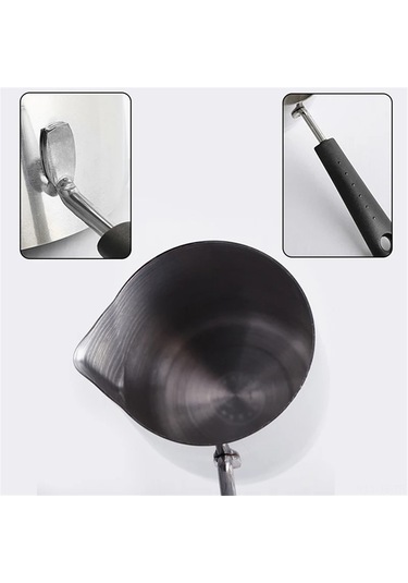 Jeemson 600ml Çelik Çelik Süt Isıtıcı Tencere, Şeker Kaynatma, Çikolata Eritme,刻度lü, Uzun Saplı, Tüm Ocak Tipleriyle Uyumlu Gümüş