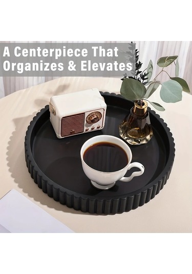 Willowhaven 1 Adet Mondrame Vintage Boho Ahşap Dekoratif Tepsi Siyah - Dayanıklı Kahve Masası Aksesuarı