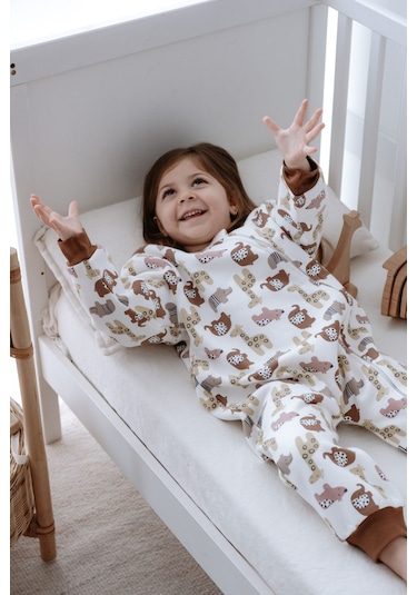 Lilabio Kız Erkek Çocuk %100 Pamuk 1.5 Tog Desenli Uyku Tulumu Animal Çok Renkli