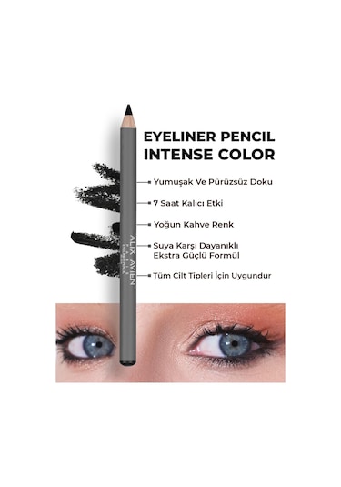 Alix Avien Suya Dayanıklı Yoğun Pigmentli Kremsi Kolay Sürüm Siyah Göz Kalemi Eyeliner Pencil Black