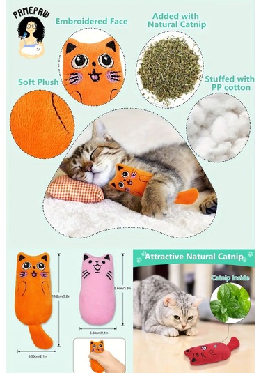 Peluş Kedi Oyuncağı Kedi Otlu Catnipli