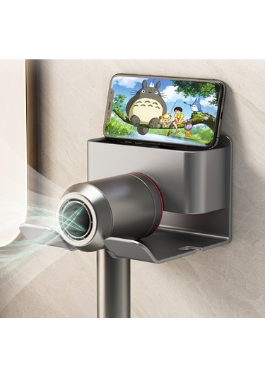 Lichen Saç Kurutma Makinesi Depolama Rafı, Delik Açmaya Gerek Siyah