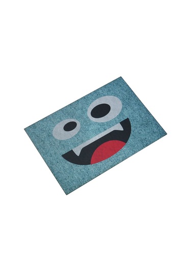 Myfloor Mavi Sevimli Emoji Çift Taraflı Kauçuk Kapı Önü Paspası