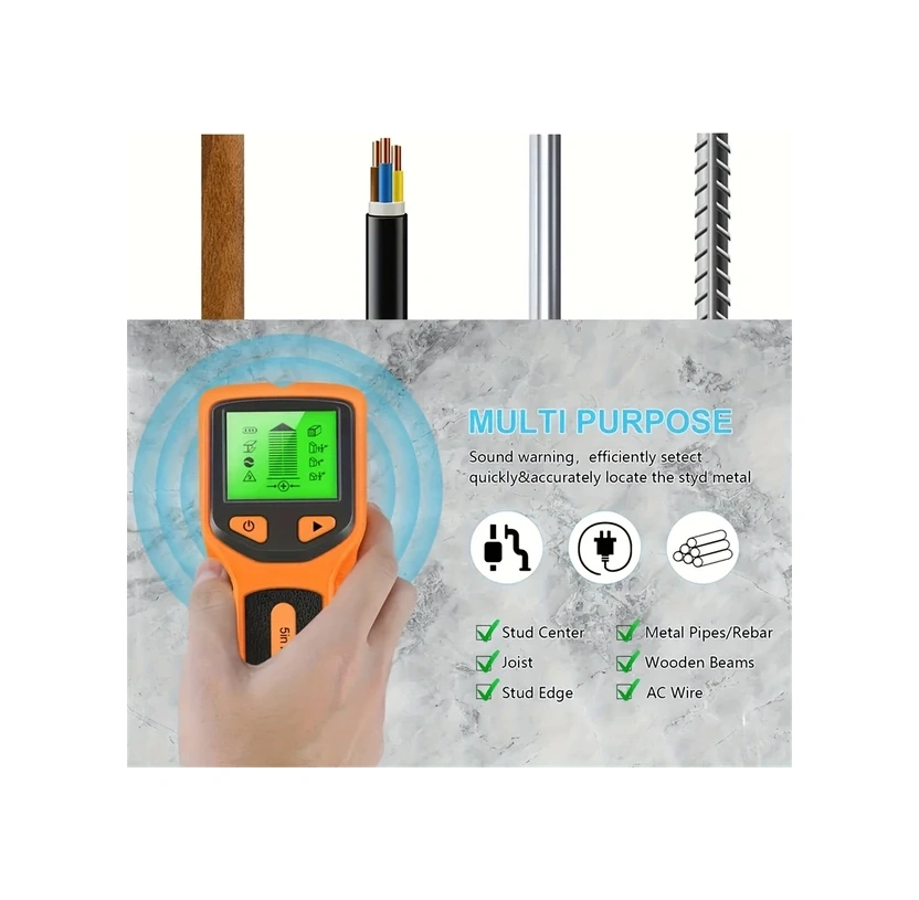 Willowhaven 1 Adet 5 İn 1 Led Ekranlı El Dedektörü Metal Ahşap Kablosuz Matkap Güvenli