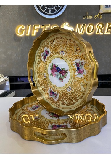 Yuvarlak Tepsi Kçk Altın