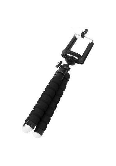 Canlı Yayın Selfie İçin Telefon Tutuculu Taşınabilir Mini Ahtapot Tripod Standı Siyah