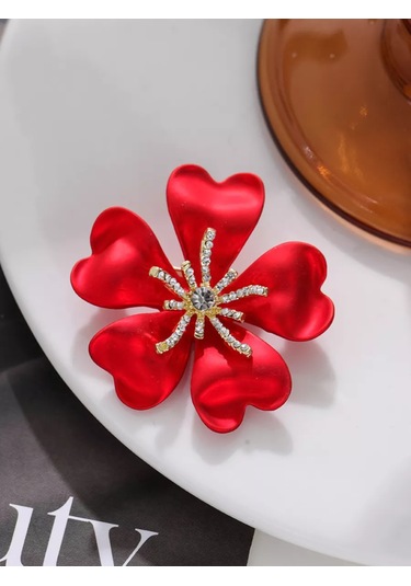 Bijoubijou Broş Çiçek 253368973 Kırmızı