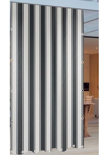 Gencer Home Balkon Perdesi Metal Kuş Gözü Ölçü Seçenekli Gri Beyaz Gri - Beyaz