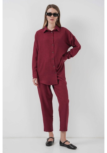 Gabria Keten Ön Düğmeli Takım Bordo