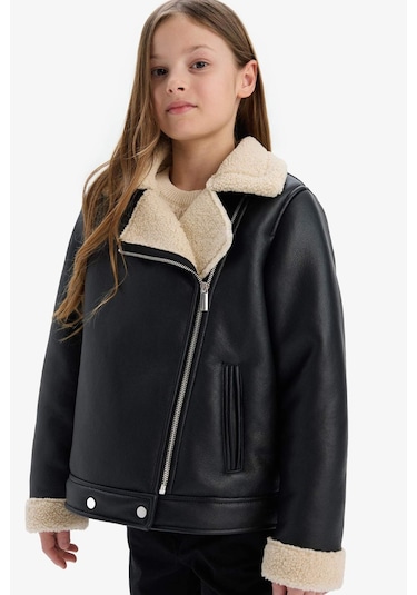 Defacto Kız Çocuk Su İtici Ceket Yaka Pelüş Astar Suni Deri Ceket Mont C4978a825aubk27 Siyah Defacto Kız Çocuk Su İtici Ceket Yaka Pelüş Astar Suni Deri Ceket Mont C4978a825aubk27 Siyah