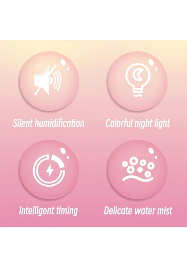 M328 Pil Tipi Mini Masaüstü Gece Lambası Karikatür Kek Sessiz Sprey Nemlendirici Pembe