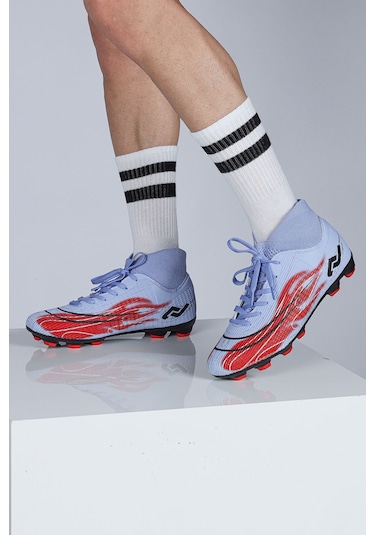 Jump 29676 Çoraplı Mor - Kırmızı Çim Halı Saha Krampon Futbol Ayakkabısı