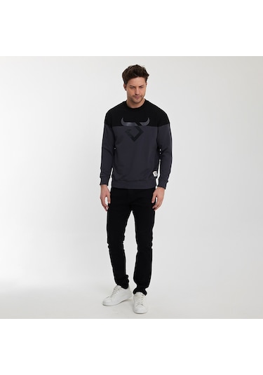 Twobull HELSİNKİ Erkek  Siyah / Füme Sweatshirt