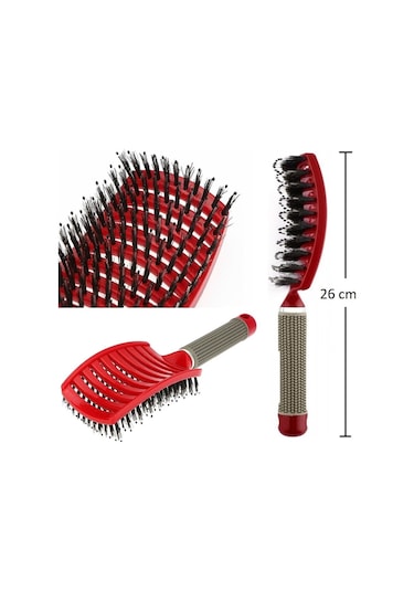 Land Of Myth LOM1076 Dolaşık Saç Açma Tarama Fırçası Antistatik İyonik Yetişkin & Çocuklar İçin Kırmızı