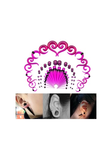 Suntek 54 Adet Akrilik Kulak Germe Kiti 14g-00g Genişletici Mor