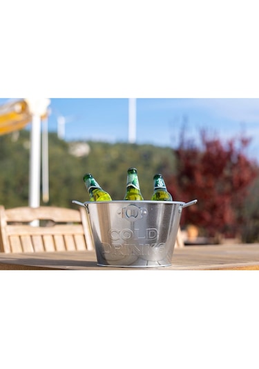 Geniş Metal Buz Kovası, Açacaklı Metal Buz Kovası 1027-cn Siyah