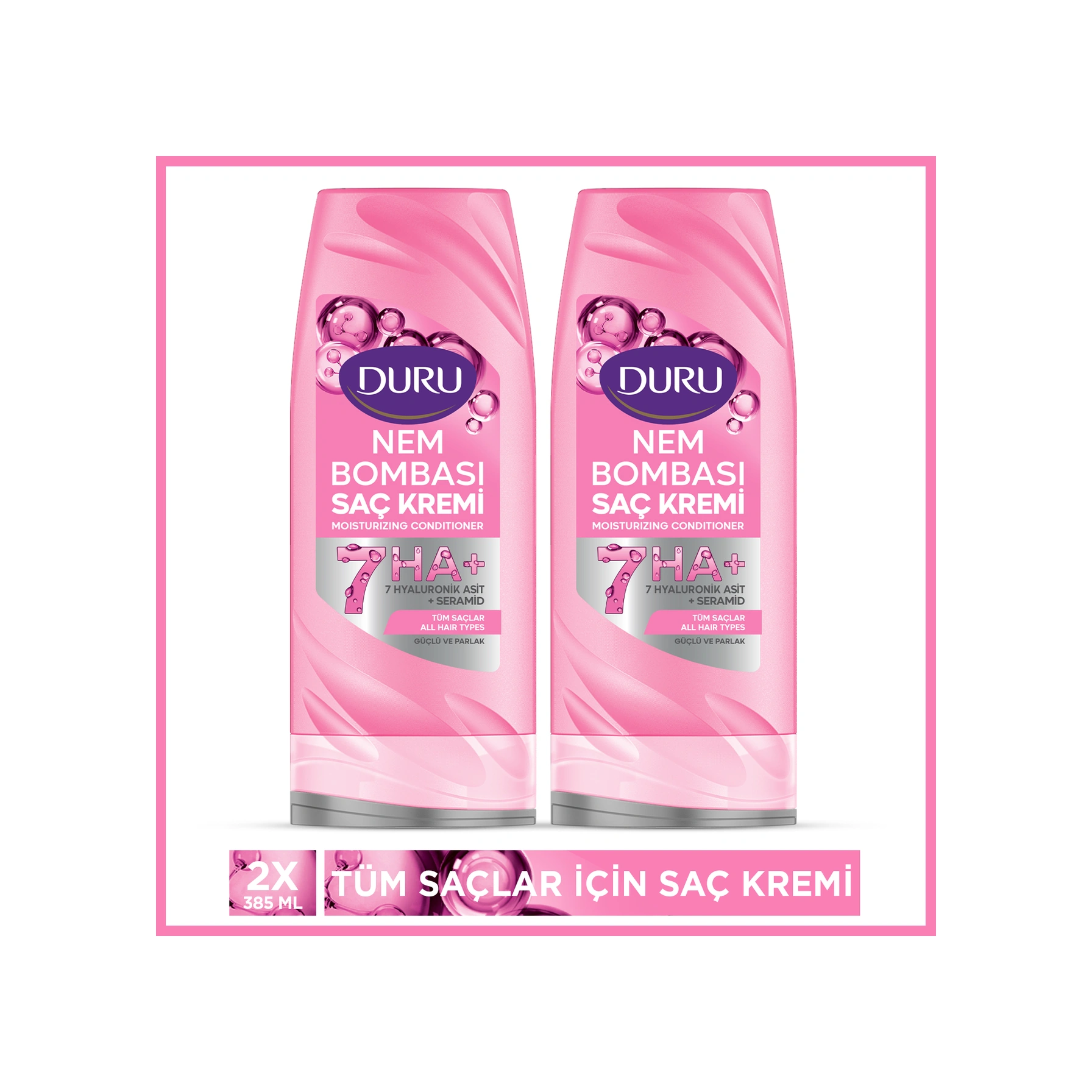 Duru Nem Bombası Tüm Saçlar İçin Saç Kremi 2x385 Ml