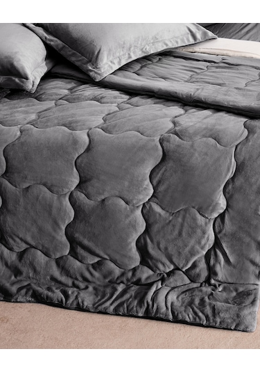 Madame Coco Kaira Tek Kişilik Comforter Set - Antrasit Gri