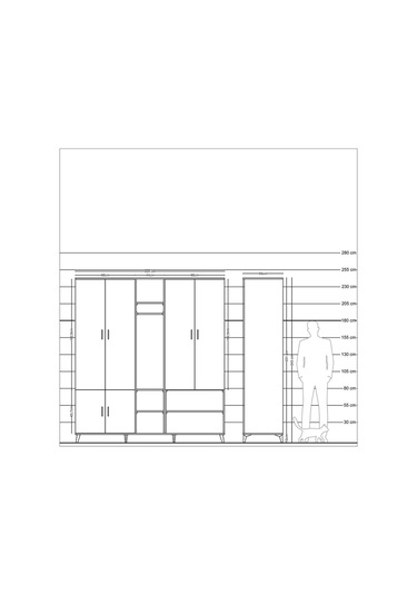 Kronos Dolap 15 Raflı 5 Kapaklı Tek Askılı 220x59x243 Çam-çam/çam Atlas Çam/atlas Çam
