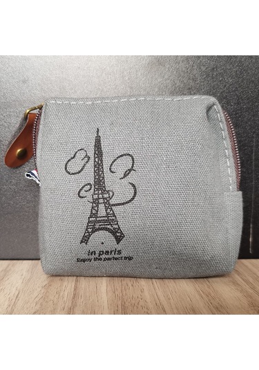 Konesam Gri Kanvas Mini Cüzdan - Outdoor Etkinlikler İçin Hafif, Dayanıklı Ve Pratik - Logo Özel Tasarım Çok Renkli