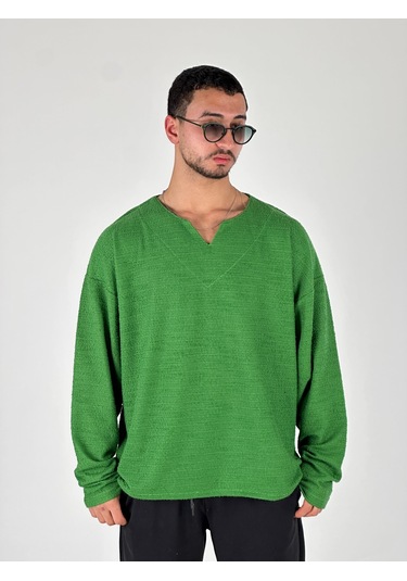 Tasarım Yeşil Erkek Sweatshirt Coc1057 Yeşil