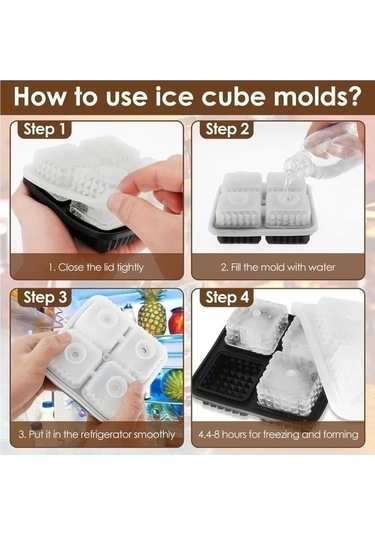 Didadodo Tepsi Silikon Küp Kapaklı Çikolata Buz Kalıbı Siyah Fonksiyonel Çok Amaçlı Siyah