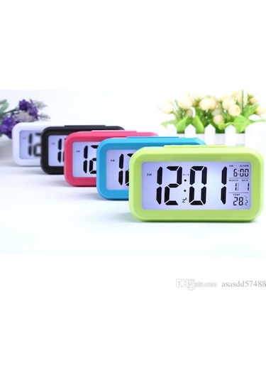 Işık Sensörlü Termometreli Alarmlı Dijital Masa Saati (330958218)