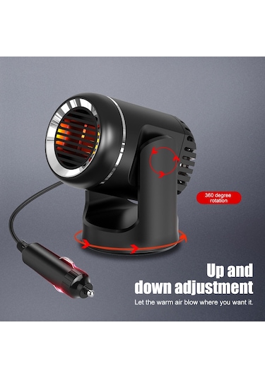 12v 130w Araç Isıtma Ve Soğutma Çift Kullanımlı Fan Cam Buğu Giderme Ve Buz Çözme Isıtıcısı Siyah