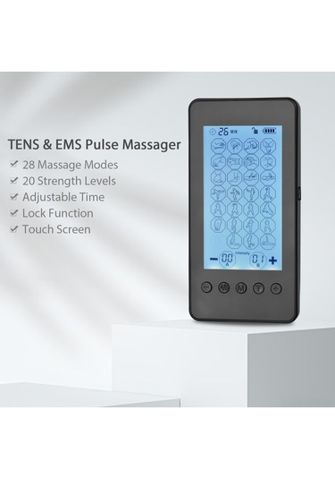 Geeksen "çift Kanal Şarj Edilebilir Tens/ems Kas Stimülatörü - 28 Mod, 20 Seviye, Dokunmatik Ekran" Siyah