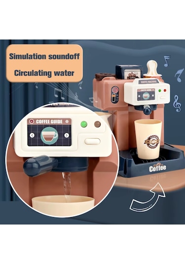 Reedark Çocuklar İçin 3'ü 1 Arada Kahve Dükkanı Oyuncak Seti - Ses Ve Işık Efektli Para Kasası İle 41 Aksesuar, Gelişimsel Rol Oyunları Mavi Diğer