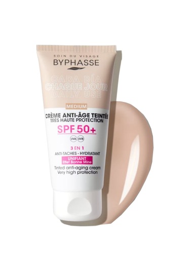 Byphasse Anti-Aging 3'ü 1 Arada Renkli Güneş Kremi Medium SPF50+ 50 ML