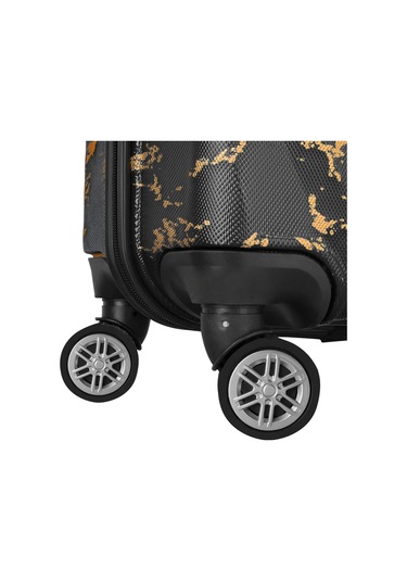 Wexta Wx-300 Baskılı Siyah Kabin Boy Valiz Siyah