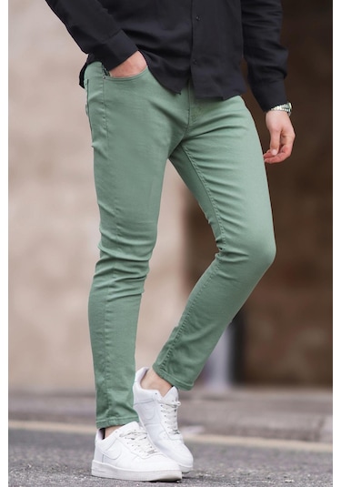 Madmext Erkek Yeşil Kanvas Slim Fit Pantolon-yeşil Yeşil