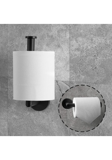 Pazly Siyah Tuvalet Kağıtlığı, Duvara Monte 304 Paslanmaz Çelik Tutucu -2 Adet, Mat Siyah Diğer