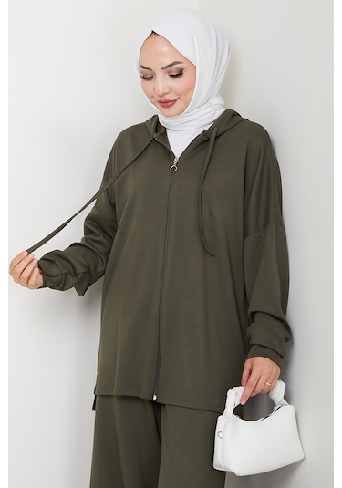 Kapüşonlu Oysho İkili Takım 1609 - Haki Haki